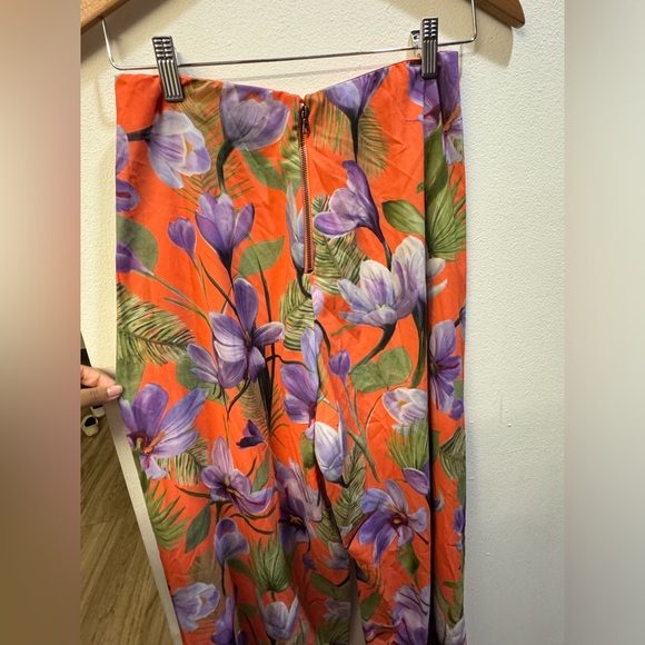 Alice + Olivia Athena Wide Leg Pant in Floral Palm Coral Size 6 Small - Picture 9 of 9